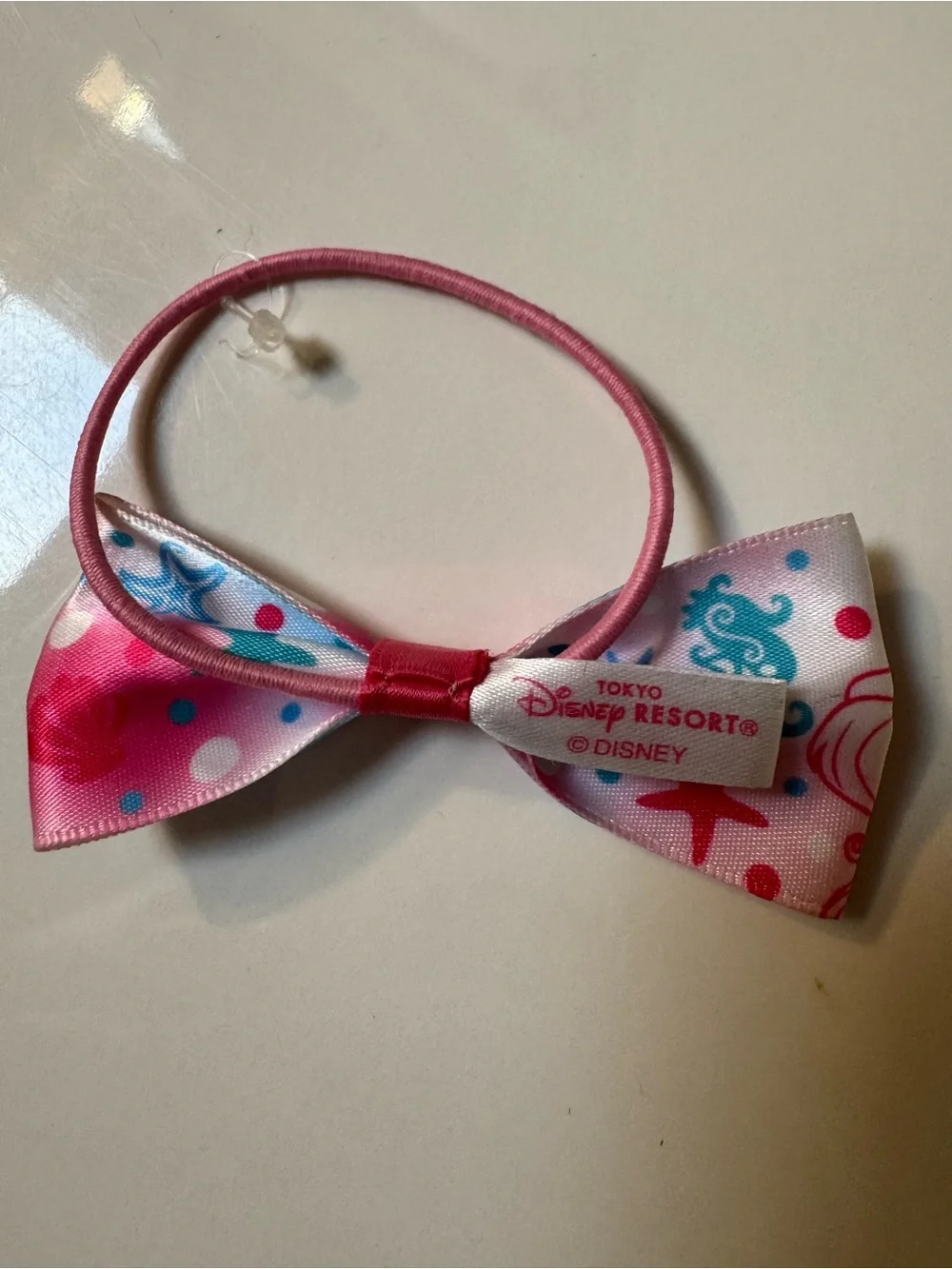 Tokyo DisneySea Ariel Pink Bow, Teal Heart & tinker bell Butterfly Hair Tie Set